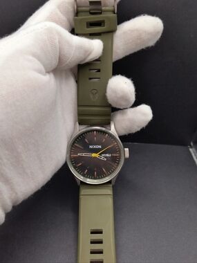 Nixon The Sentry Grand Prix W/ Olive Green Silicone Strap